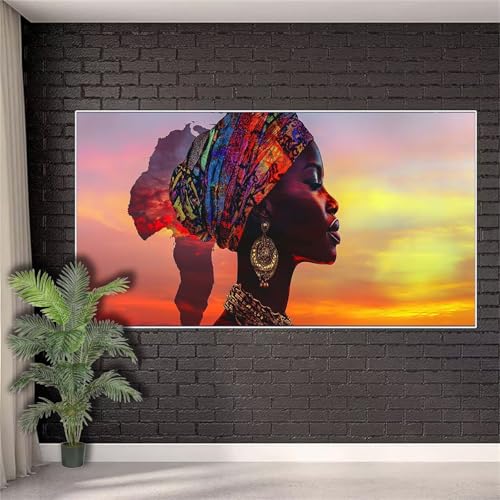 Diamond Painting Fräulein Afrika Diamond Painting Erwachsene xxl,DIY Malen nach Zahlen Diamant Set Frauen,Diamant Stickerei Kreuzstich Basteln Set Geschenke für Frauen Deko Schlafzimmer 80x160cm j-910 von Generic