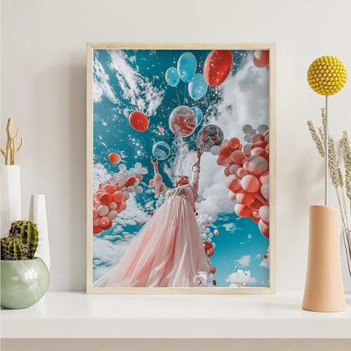 Diamond Painting Frau, Ballon Diamond Painting Erwachsene Anfänger, DIY 5D Runder Vollbohrer Diamant Malerei Stickerei Set Kreuzstich Set zur Home Wand Dekoration Geschenke 50x65cm PjY5414 9-I Diamond Painting Frau, Ballon Diamond Painting Erwachsene Anfänger, DIY 5D Runder Vollbohrer Diamant Malerei Stickerei Set Kreuzstich Set zur Home Wand Dekoration Geschenke 50x65cm PjY5414 9-I von Generic