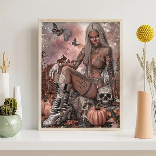 Diamond Painting Frau, Schmetterling Diamond Painting Erwachsene Anfänger, DIY 5D Runder Vollbohrer Diamant Malerei Stickerei Set Kreuzstich Set zur Home Wand Dekoration Geschenke 30x40cm PjY776 A-M von Generic