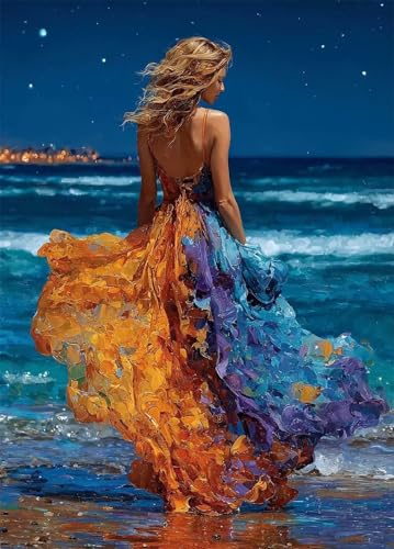 Diamond Painting Frau Diamant Painting Bilder Strand Crystal Art 5D DIY Eckige Steine Diamant Malerei Cross Stitch Stickerei Basteln Erwachsene für Home Zimmer Deko, Geschenke (35x50cm) -bby2507Y7 von Generic