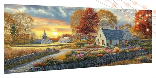 Diamond Painting Haus, Diamond Painting Erwachsene Groß XXL 60x130cm, DIY Diamand Art Mosaikherstellung Zubehör, 5D Diamant Stickerei Kits für Anfänger und Kinder, Wand Dekor Sonnenuntergang T120 von Generic
