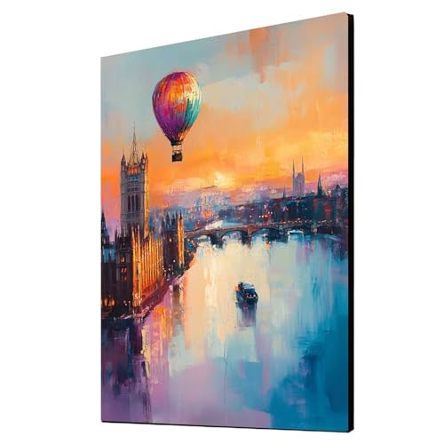 Diamond Painting Heißluftballon Vollbohrer Diamant Malen Nach Zahlen Stadt mit Diamond Painting Zubehör Set, Diamant Cross Stitch Stickerei Bastelset Erwachsene für Deko Wohnzimmer 50x70cm 1ZSH-14845 von Generic
