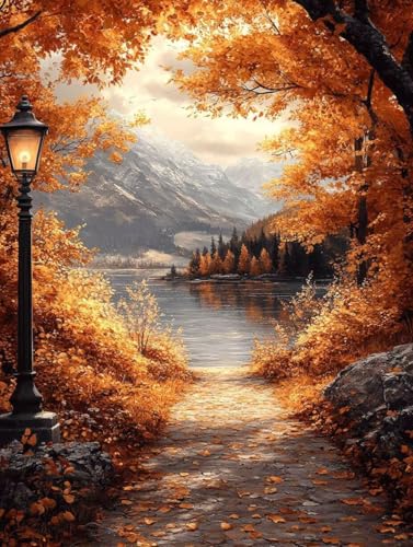 Diamond Painting Herbst, Landschaft Diamond Painting Erwachsene Anfänger 5D DIY Full Runden Drill Diamant Strass Kristall Kreuzstich Stickerei Paint für Deko Schlaffür 90 x 120 cm -wyl2506I94R27 von Generic