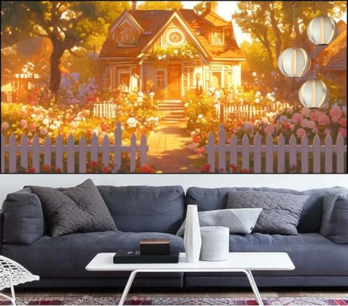Diamond Painting Herbst Diamant Painting Bilder Bauernhaus Malen Nach Zahlen Erwachsene DIY Mosaikherstellung Puzzle,Diamant Malerei Stickerei Kreuzstich set für Deko Geschenke Frauen 50x100cm QL-826 von Generic
