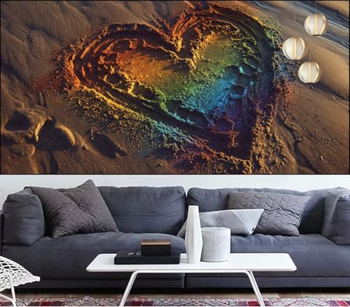 Diamond Painting Herz Diamond Painting Kinder Strand Diamant Malerei Anfänger Diamant Kunst Malerei Stickerei set,DIY Malen Nach Zahlen Bastelset Erwachsene Kristall Puzzle,Geschenke 60x150cm VQ-387 von Generic