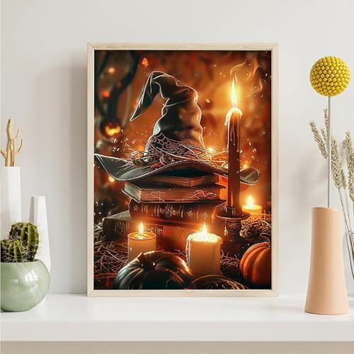 Diamond Painting Hut, Kerze Diamond Painting Erwachsene Anfänger, DIY 5D Runder Vollbohrer Diamant Malerei Stickerei Set Kreuzstich Set zur Home Wand Dekoration Geschenke 50x65cm PjY4402 6-1 von Generic