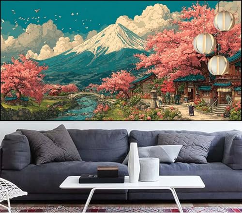 Diamond Painting Japan Diamant Painting Bilder Baum Malen Nach Zahlen Erwachsene DIY Mosaikherstellung Puzzle,Diamant Malerei Stickerei Kreuzstich set für Deko Geschenke für Frauen 100x300cm QL-829 von Generic