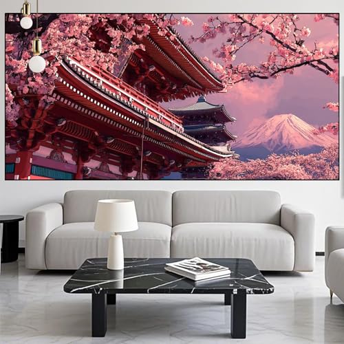 Diamond Painting Japan Diamond Painting Erwachsene 30x80cm Diamant Malerei Landschaft Malen Nach Zahlen DIY Strass Kunst Mosaikherstellung Crystal Stickerei Malerei Kit,Home Dekor Geschenke LK-654 von Generic
