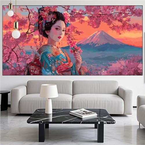Diamond Painting Japan Diamond Painting Erwachsene Groß xxl 100x300cm Diamant Malerei,Gifts Schönheit Malen Nach Zahlen DIY Strass Kunst Mosaikherstellung Crystal Stickerei Malerei,Gifts Kits KM-933 von Generic
