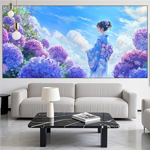 Diamond Painting Japan Diamont Painting Bilder Frau Malen Nach Zahlen Set für Kinder Erwachsene,5D Vollbohrung Crystal Bastelset Mädchen Mosaikherstellung,DIY Diamant Malerei,Geschenke 80x200cm KM-616 von Generic