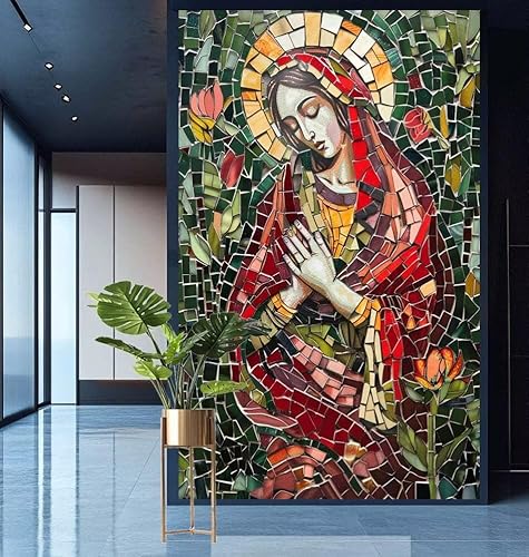 Diamond Painting Jungfrau Maria Diamond Painting Erwachsene Groß xxl 90x180cm Diamant Malerei Blume Malen Nach Zahlen DIY Strass Mosaikherstellung Crystal Stickerei Malerei Kits,Dekor Gifts E857 von Generic