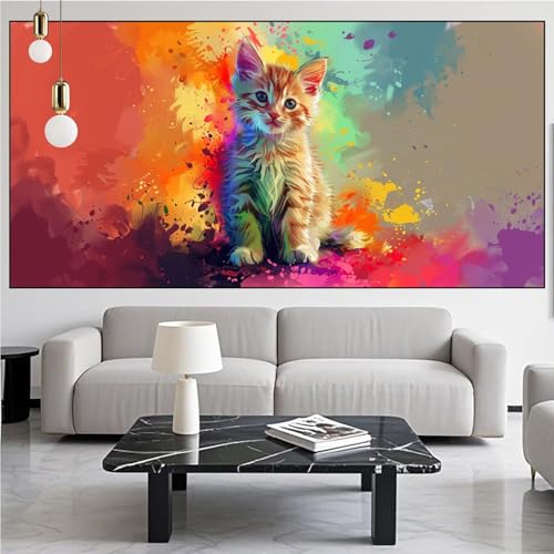 Diamond Painting Katze Diamond Painting Erwachsene 40x100cm Diamant Malerei Abstrakt Malen Nach Zahlen DIY Strass Kunst Mosaikherstellung Crystal Stickerei Malerei Kits für Home Dekor Geschenke KM-595 von Generic