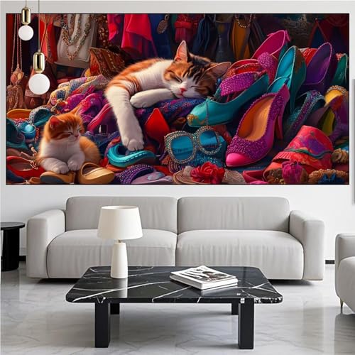 Diamond Painting Katze Diamond Painting Erwachsene 40x100cm Diamant Malerei Tier Malen Nach Zahlen DIY Strass Kunst Mosaikherstellung Crystal Stickerei Malerei Kits für Home Dekor Geschenke KM-913 von Generic