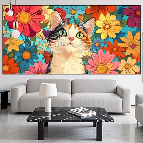 Diamond Painting Katze Diamont Painting Bilder Blume Malen Nach Zahlen Set für Kinder Erwachsene,5D Vollbohrung Crystal Bastelset Mädchen Mosaikherstellung,DIY Diamant Malerei,Gifts 60x180cm KM-1020 Diamond Painting Katze Diamont Painting Bilder Blume Malen Nach Zahlen Set für Kinder Erwachsene,5D Vollbohrung Crystal Bastelset Mädchen Mosaikherstellung,DIY Diamant Malerei,Gifts 60x180cm KM-1020 von Generic