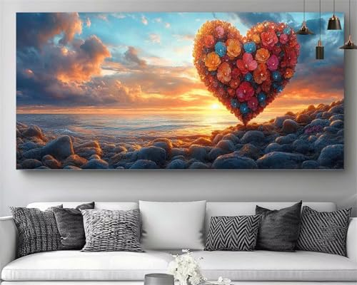 Diamond Painting Kinder Blume Diamant Painting Liebe Diammant Malerei Bilder Mädchen,DIY 5D Kristall Stickerei Kit,Volldiamant Strass Mosaik Art Leinwand Bastelset Für Home Dekor Gift 50x150cm M308 von Generic
