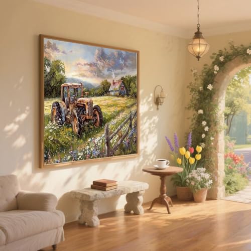 Diamond Painting Kinder Garten Diamant Painting Bilder Traktor Diamant Malerei kits Erwachsene 60x90cm DIY Stickerei Kreuzstich Malen Nach Zahlen Anfänger Mosaik Bastelset,Home Deko Geschenke ZQ423 von Generic