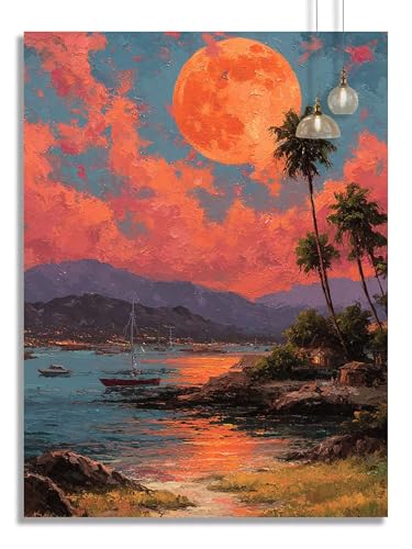 Diamond Painting Kinder Sonnenuntergang Diamond Painting Klein 40x50cm Basteln Mädchen 10 Jahre Retro, DIY Eckige Steine Strass Stickerei Kreuzstich Leinwand Bilder für Home Wall Décor Geschenke z225f von Generic