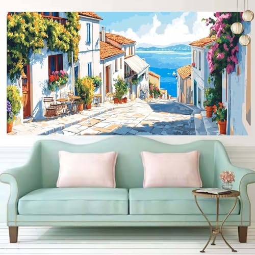 Diamond Painting Kinder Stadt Diamond Painting Erwachsene Groß XXL 100×300cm Diamant Art Bilder Seaside Malen Nach Zahlen DIY 5D Diamant Malerei Crystal Art Bastelset Deko Wohnzimmer,Geschenke T1006 von Generic