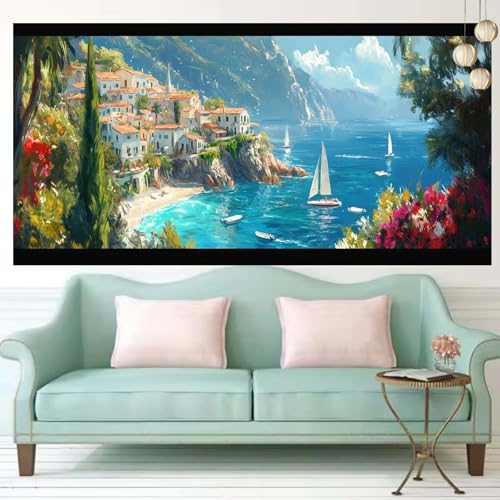 Diamond Painting Kinder Stadt Diamond Painting Erwachsene Groß XXL 80×220cm Diamant Art Bilder Ship Malen Nach Zahlen DIY Diamant Malerei Crystal Art Bastelset Deko Wohnzimmer,Geschenke Frauen T1002 von Generic