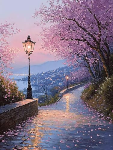 Diamond Painting KirschblüTen, Stadt Diamond Painting Erwachsene Anfänger 5D DIY Full Runden Drill Diamant Strass Kristall Kreuzstich Stickerei Paint für Deko Schlaffür 100 x 135 cm -wyl2506FUWKZX von Generic