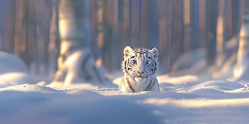 Diamond Painting Kleiner Tiger Schneewiß Diamond Painting Erwachsene Kinder Set,DIY Diamant Crystal Art Kreuzstich Stickerei Bilder für Wohnzimmer Schlafzimmer Wand Dekoration Geschenk70 x 140 cm A518 von Generic