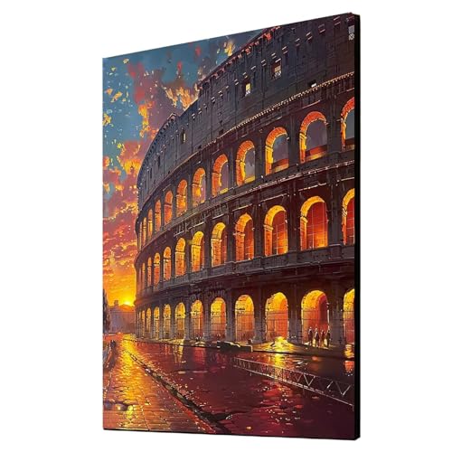 Diamond Painting Kolosseum Vollbohrer Diamant Malen Nach Zahlen Architektur mit Diamond Painting Zubehör Set, Diamant Cross Stitch Stickerei Bastelset Erwachsene, Deko Wohnzimmer 100x135cm 1ZSH-5500 von Generic