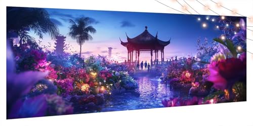 Diamond Painting Landschaft, Diamond Painting Erwachsene Groß 80x180cm, DIY Diamand Art Mosaikherstellung Zubehör, 5D Diamant Stickerei Kits für Anfänger und Kinder,Wand Dekor Wohnzimmer Pavillon T184 von Generic