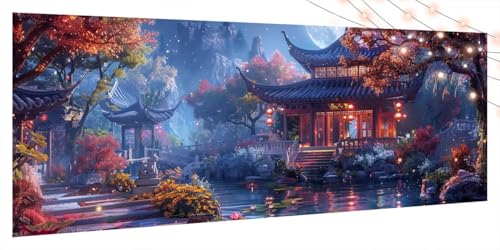 Diamond Painting Landschaft, Diamond Painting Erwachsene Groß XXL 100x200cm, DIY Diamand Art Mosaikherstellung Zubehör, 5D Diamant Stickerei Kits für Anfänger und Kinder, Wand Dekor Nachtszene T186 von Generic