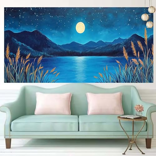 Diamond Painting Landschaft Diamant Painting Bilder Kinder Moonlight,DIY Malen Nach Zahlen Erwachsene Bastelset Kits Crystal Strass Mosaic Craft Set,Diamant Malerei Wall Decor Geschenk 60x120cm X192 von Generic