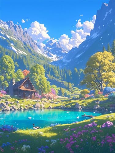 Diamond Painting Landschaft Diamond Painting Kinder 50x70cm Diamant Malerei Bilder Fluss, DIY Vollbohrer Diamanten Malerei Stickerei Kreuzstich Malerei Bastelset Kits, Geschenk Mädchen 9 jahre z19-t von Generic