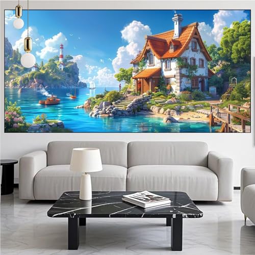 Diamond Painting Landschaft Diamont Painting Bilder See Malen Nach Zahlen Set für Kinder Erwachsene,5D Vollbohrung Crystal Bastelset Mädchen Mosaikherstellung,DIY Diamant Malerei,Gifts 30x80cm KM-766 von Generic