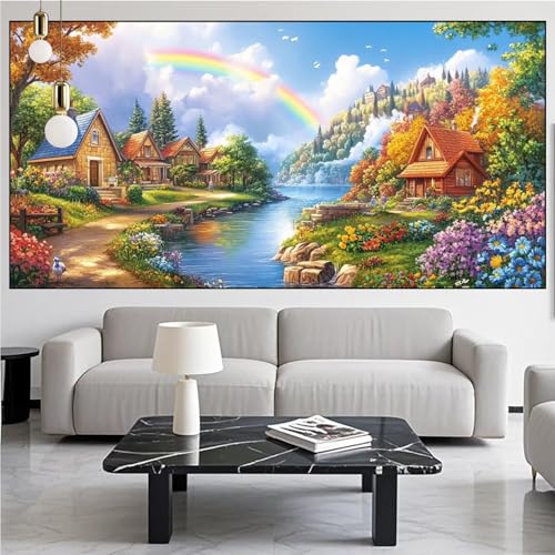 Diamond Painting Landschaft Diamont Painting Bilder Wald Malen Nach Zahlen Set für Kinder Erwachsene,5D Vollbohrung Crystal Bastelset Mädchen Mosaikherstellung,DIY Diamant Malerei 100x300cm KM-664 von Generic