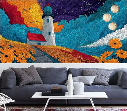 Diamond Painting Leuchtturm Diamond Painting Kinder Blume Diamant Malerei Anfänger Diamant Kunst Malerei Stickerei set,DIY Malen Nach Zahlen Bastelset Erwachsene Kristall Puzzle,Gift 40x100cm VQ-603 von Generic
