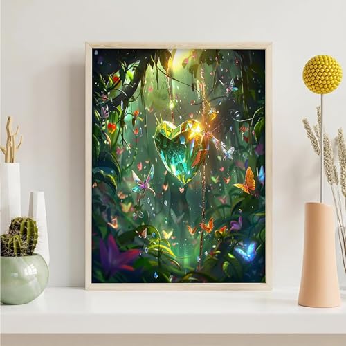 Diamond Painting Liebe, Schmetterling Diamond Painting Erwachsene Anfänger, DIY 5D Runder Vollbohrer Diamant Malerei Stickerei Set Kreuzstich Set zur Home Wand Dekoration Geschenke 30x40cm PjY398 2-9 von Generic