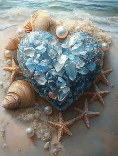 Diamond Painting Liebe, Strand Diamond Painting Erwachsene Anfänger 5D DIY Full Runden Drill Diamant Strass Kristall Kreuzstich Stickerei Paint für Deko Schlaffür, Geschenke 30x40cm -wyl25064BTT8U von Generic