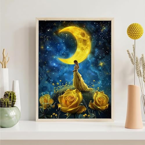Diamond Painting Mond, Blume Diamond Painting Erwachsene Anfänger, DIY 5D Runder Vollbohrer Diamant Malerei Stickerei Set Kreuzstich Set zur Home Wand Dekoration Geschenke 70x95 cm PjY4410 S-9 Diamond Painting Mond, Blume Diamond Painting Erwachsene Anfänger, DIY 5D Runder Vollbohrer Diamant Malerei Stickerei Set Kreuzstich Set zur Home Wand Dekoration Geschenke 70x95 cm PjY4410 S-9 von Generic