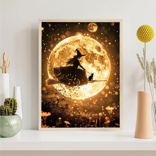 Diamond Painting Mond, Frau Diamond Painting Erwachsene Anfänger, DIY 5D Runder Vollbohrer Diamant Malerei Stickerei Set Kreuzstich Set zur Home Wand Dekoration Geschenke 30x40 cm PjY416 O-Z von Generic