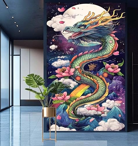 Diamond Painting Mond Diamond Painting Erwachsene Groß xxl 80x200cm Diamant Malerei Drachen Malen Nach Zahlen DIY Strass Kunst Mosaikherstellung Crystal Stickerei Malerei Kits,Home Dekor Gifts E973 von Generic