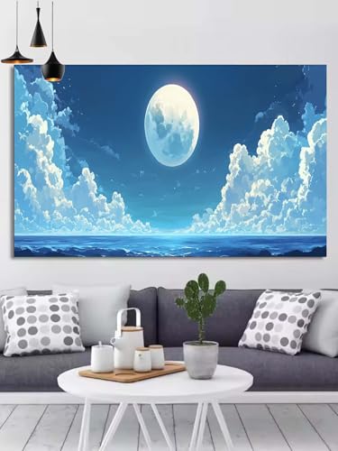 Diamond Painting Mond Diamond Painting Kinder Ozean Diamant Malerei Beginner,DIY 5D Rhinestones Kristalle Mosaik Puzzle Leinwand Stickerei Bastelset Erwchsene,Deko Wohnzimmer Geschenke 20x40cm X1083 von Generic