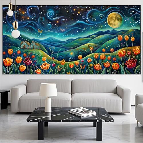 Diamond Painting Mond Diamont Painting Bilder Landschaft Malen Nach Zahlen Set für Kinder Erwachsene,5D Vollbohrung Crystal Bastelset Mädchen Mosaikherstellung,DIY Diamant Malerei 100x300cm KM-742 von Generic