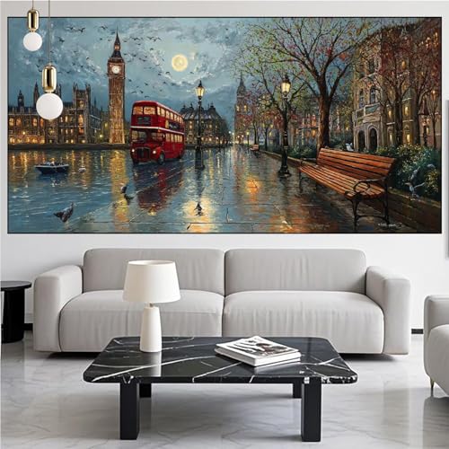 Diamond Painting New York Diamond Painting Erwachsene 40x70cm Diamant Malerei Stadt Malen Nach Zahlen DIY Strass Kunst Mosaikherstellung Crystal Stickerei Malerei Kits für Home Dekor Geschenke KM-605 von Generic