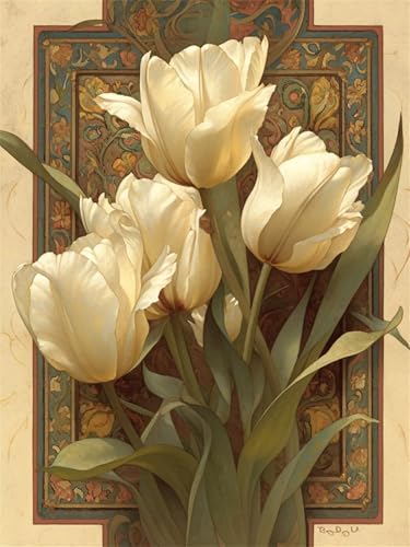 Diamond Painting Nordeuropa Diamond Painting Kinder 70x90cm Diamant Malerei Bilder Tulpe, DIY Vollbohrer Diamanten Malerei Stickerei Kreuzstich Malerei Bastelset Kits, Geschenk Mädchen 9 jahre z5-t von Generic