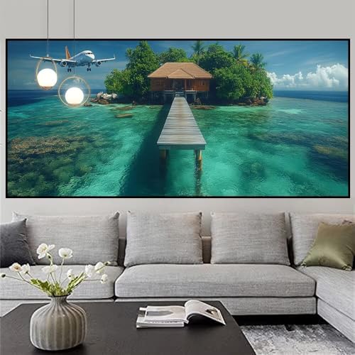 Diamond Painting Ozean Diamond Painting Erwachsene Groß xxl 50x150cm Diamant Malerei Bilder Brücke DIY 5D Eckige Steine Kristall Stickerei Kreuzstich Leinwand Basteln Home Schlafzimmer Dekor z514f von Generic