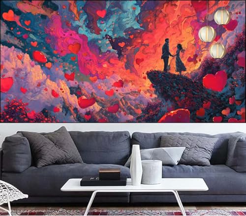 Diamond Painting Paar Diamond Painting Kinder Herz Diamant Malerei Anfänger Diamant Kunst Malerei Stickerei set,DIY Malen Nach Zahlen Bastelset Erwachsene Kristall Puzzle,Geschenke 90x250cm VQ-366 von Generic