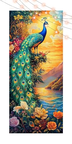 Diamond Painting Pfau, Diamant Painting Bilder Erwachsene Blume, DIY Diamond Art Kinder Malen Nach Zahlen Bastelset, 5D Diamant Kunst Malerei Stickerei Set, Geschenke Home Wand Dekor 80x180cm T1217 von Generic