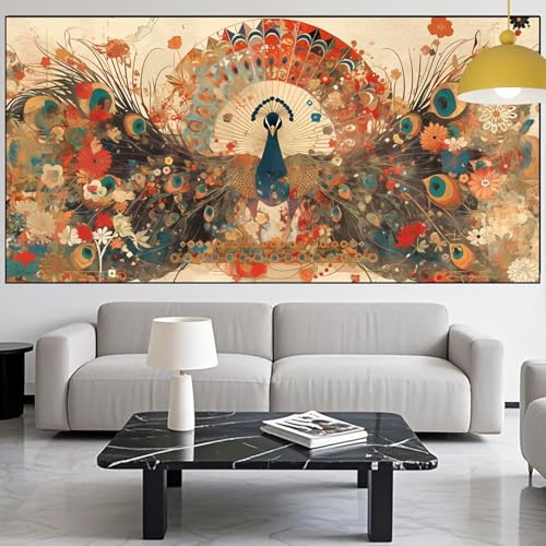 Diamond Painting Pfau Diamond Painting Erwachsene Groß xxl 100x300cm Diamant Malerei Tier Malen Nach Zahlen DIY Strass Kunst Mosaikherstellung Crystal Stickerei Malerei Kits für Dekor Geschenke YM-857 von Generic