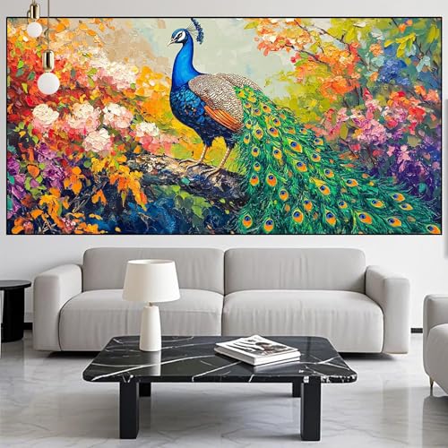 Diamond Painting Pfau Diamond Painting Erwachsene Groß xxl 80x160cm Diamant Malerei Landschaft Malen Nach Zahlen DIY Strass Kunst Mosaikherstellung Crystal Stickerei Malerei Kit,Geschenke LK-1110 von Generic
