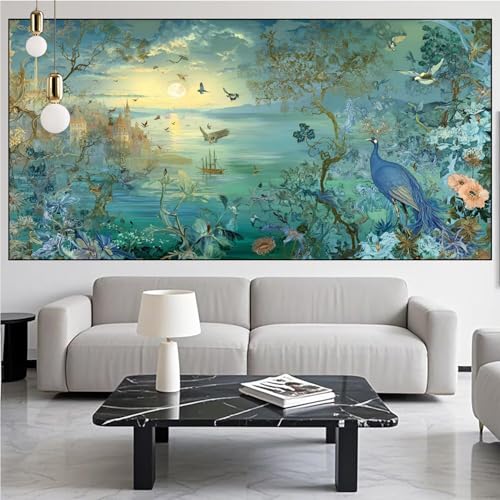 Diamond Painting Pfau Diamont Painting Bilder Landschaft Malen Nach Zahlen Set für Kinder Erwachsene,5D Vollbohrung Crystal Bastelset Mädchen Mosaikherstellung,DIY Diamant Malerei 90x250cm KM-272 von Generic