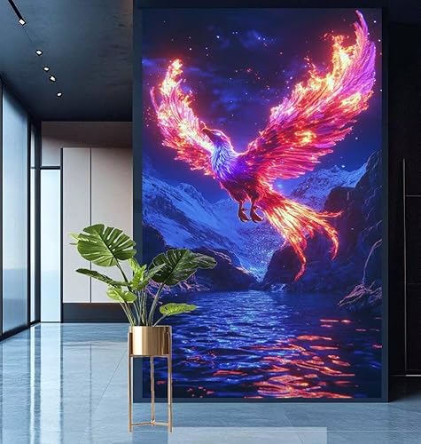 Diamond Painting Phönix Diamond Painting Erwachsene Groß xxl 70x140cm Diamant Malerei Vogel Malen Nach Zahlen DIY Strass Kunst Mosaikherstellung Crystal Stickerei Malerei Kits,Home Dekor Gifts E598 von Generic