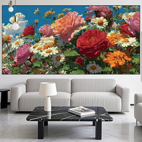 Diamond Painting Rose Diamont Painting Bilder Blume Malen Nach Zahlen Set für Kinder Erwachsene,5D Vollbohrung Crystal Bastelset Mädchen Mosaikherstellung,Diamant Malerei Geschenke 60x120cm LK-645 von Generic